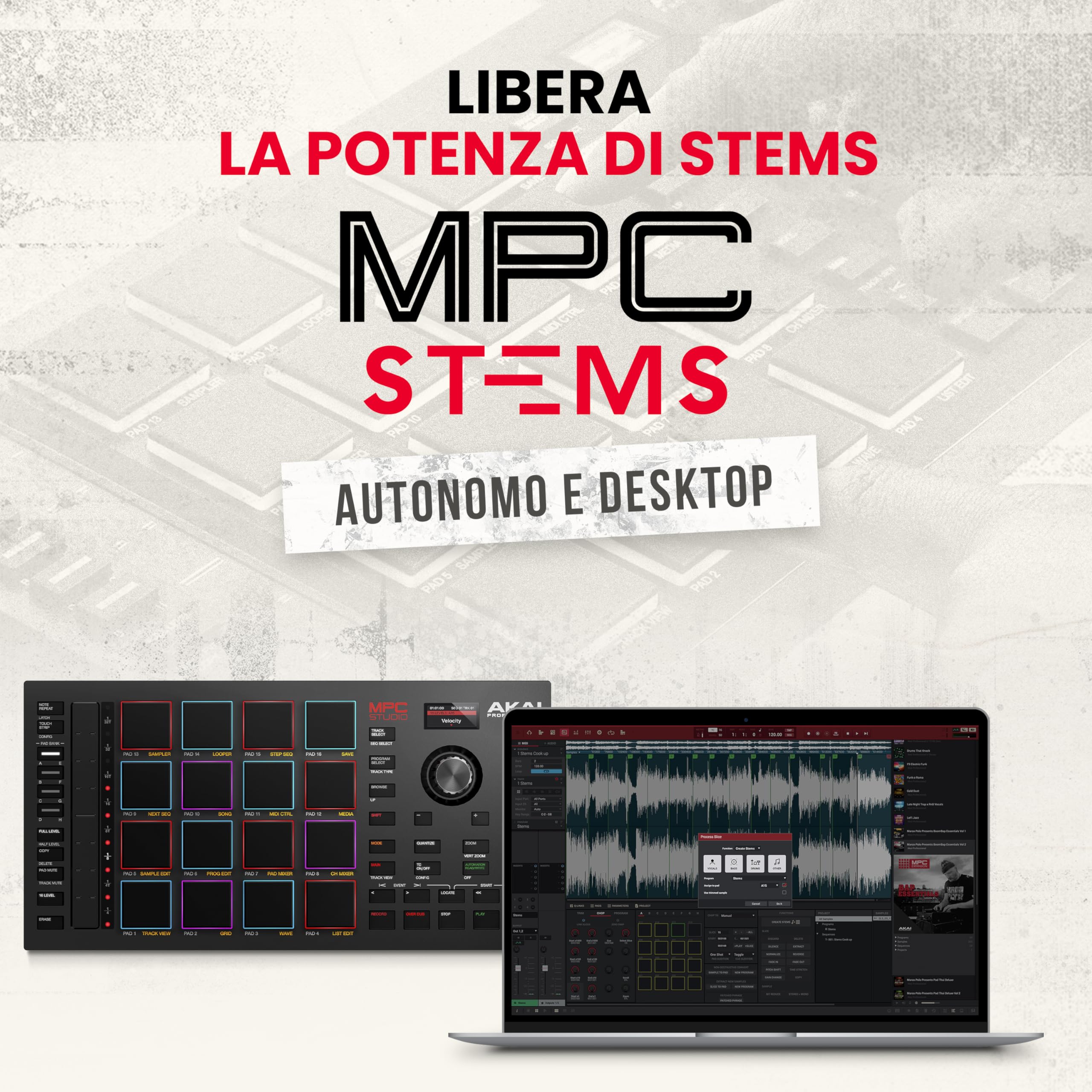 Akai Professional MPC Studio - Controller MIDI Beat Maker con 16 pad RGB sensibili alla velocità, software MPC, Touch Strip assegnabile e display LCD