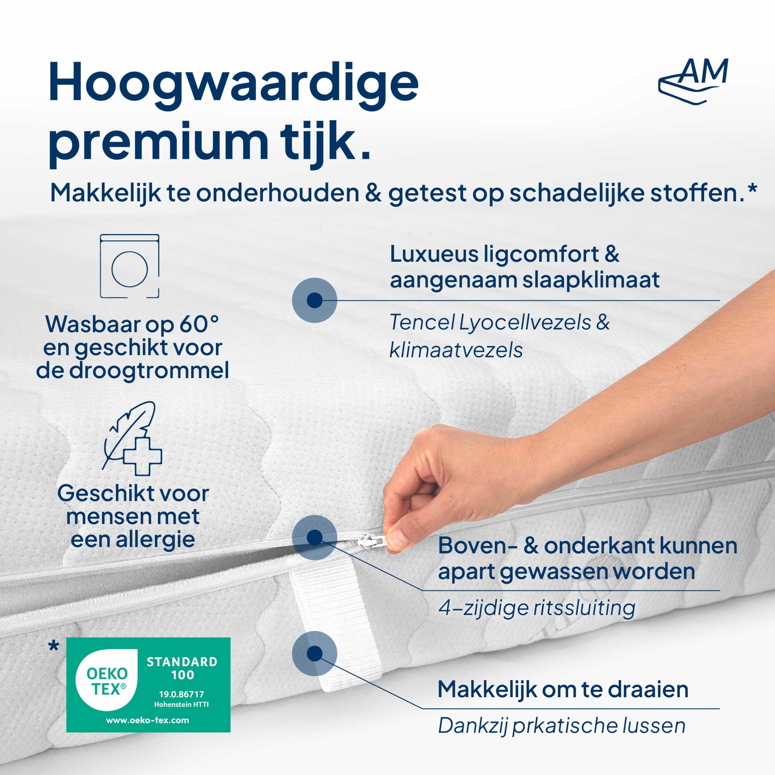Pocketveringmatras - 800 Pocketveren - Hoogte 27 Cm - 13 Comfortzones 120 X 200 Cm