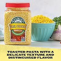 Vista 3 de RiceSelect Cuscús Perla con Cúrcuma, Pasta de Cuscús de Trigo Estilo Israelí, Sin GMO, Frasco de 21 onzas, (Paquete de 1)