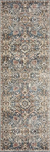 Miniatura 5 de Loloi II Saban Collection, SAB-04, azularena, 3 pies y 9 pulgadas x 3 pies y 9 pulgadas, alfombra decorativa redonda, suave, duradera, marroquí,