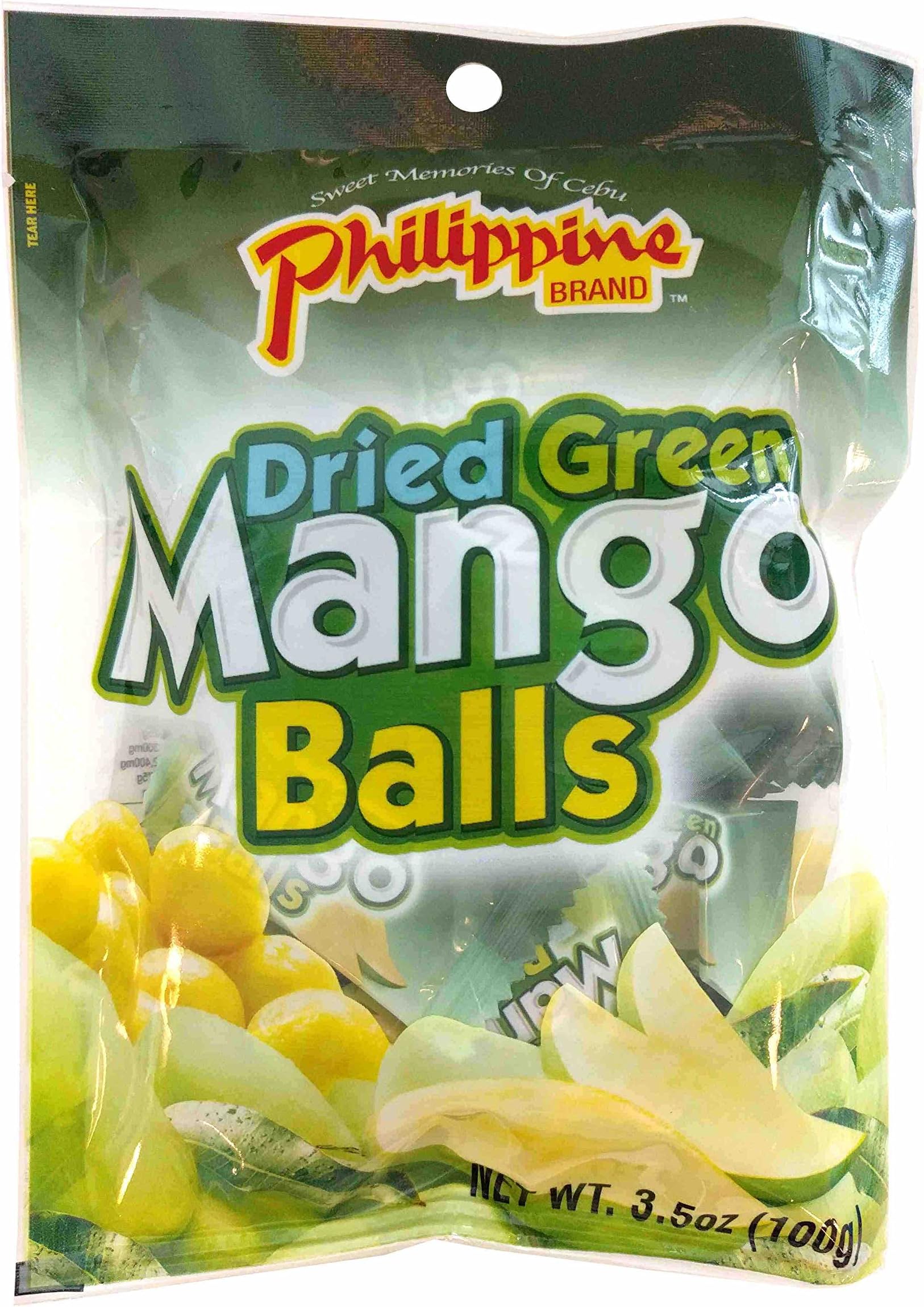 Philippine Brand Dried Green Mango Balls Chewy Fruit Snack, 3.53-Ounces Pouches