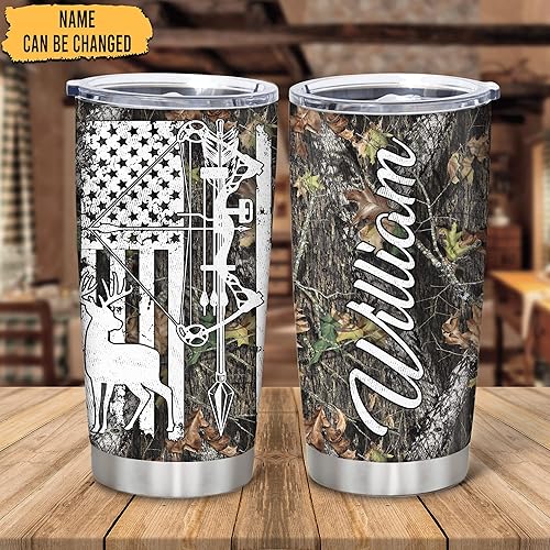 Vista 23 de Hyturtle Regalos personalizados de caza para hombres, vaso de caza de camuflaje de 20 onzas, taza de café de viaje de acero inoxidable, regalo