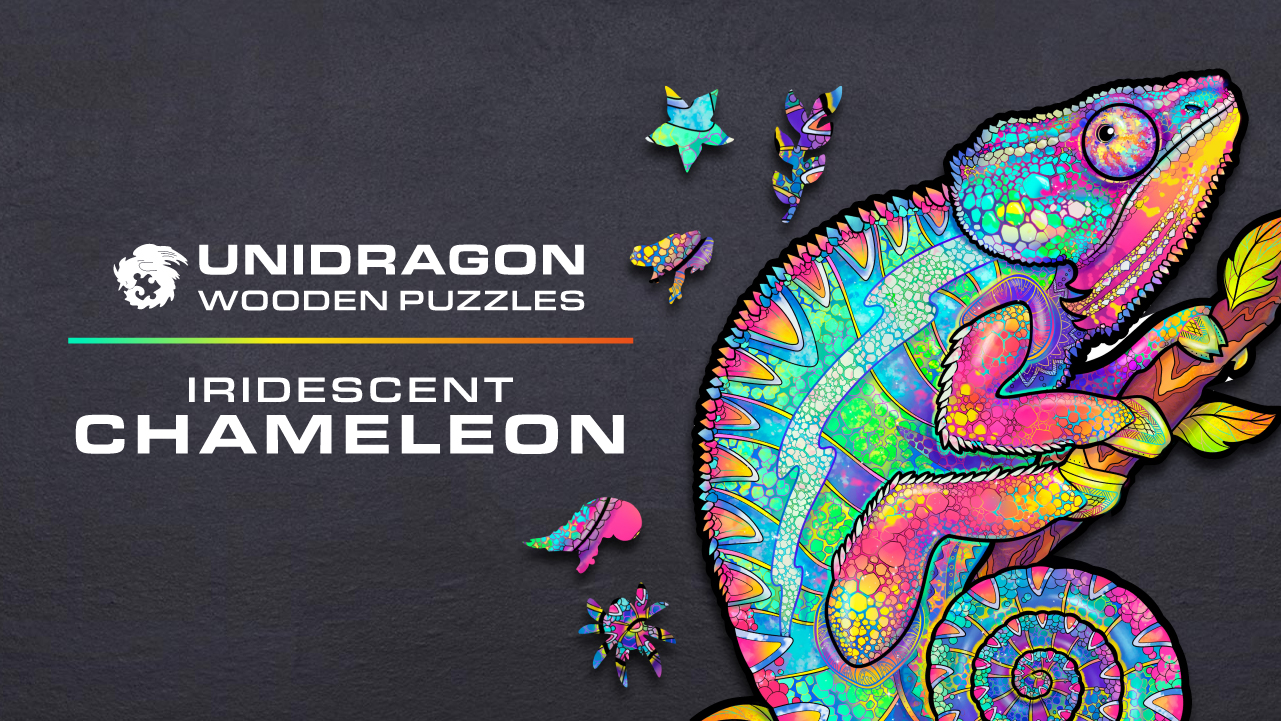 Amazon.com: UNIDRAGON Iridescent Chameleon Animal Wooden Jigsaw