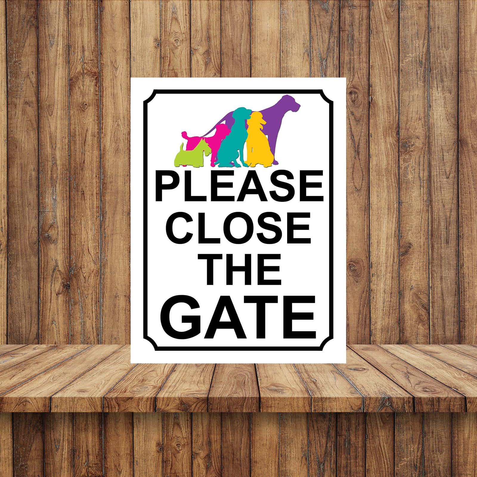 PLEASE CLOSE THE GATE COLOURFUL DOG THEME METAL SIGN 267MM X 200MM (17H1L) LARGE 10" X 8", Mixed - Image 3
