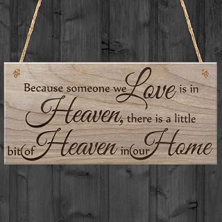 Red Ocean Because Someone We Love Is In Heaven There Is A Little Bit Of Heaven In Our Home Beautiful Plaque Hanging Wooden Sign Commemorative Dedication Bereavement Gift