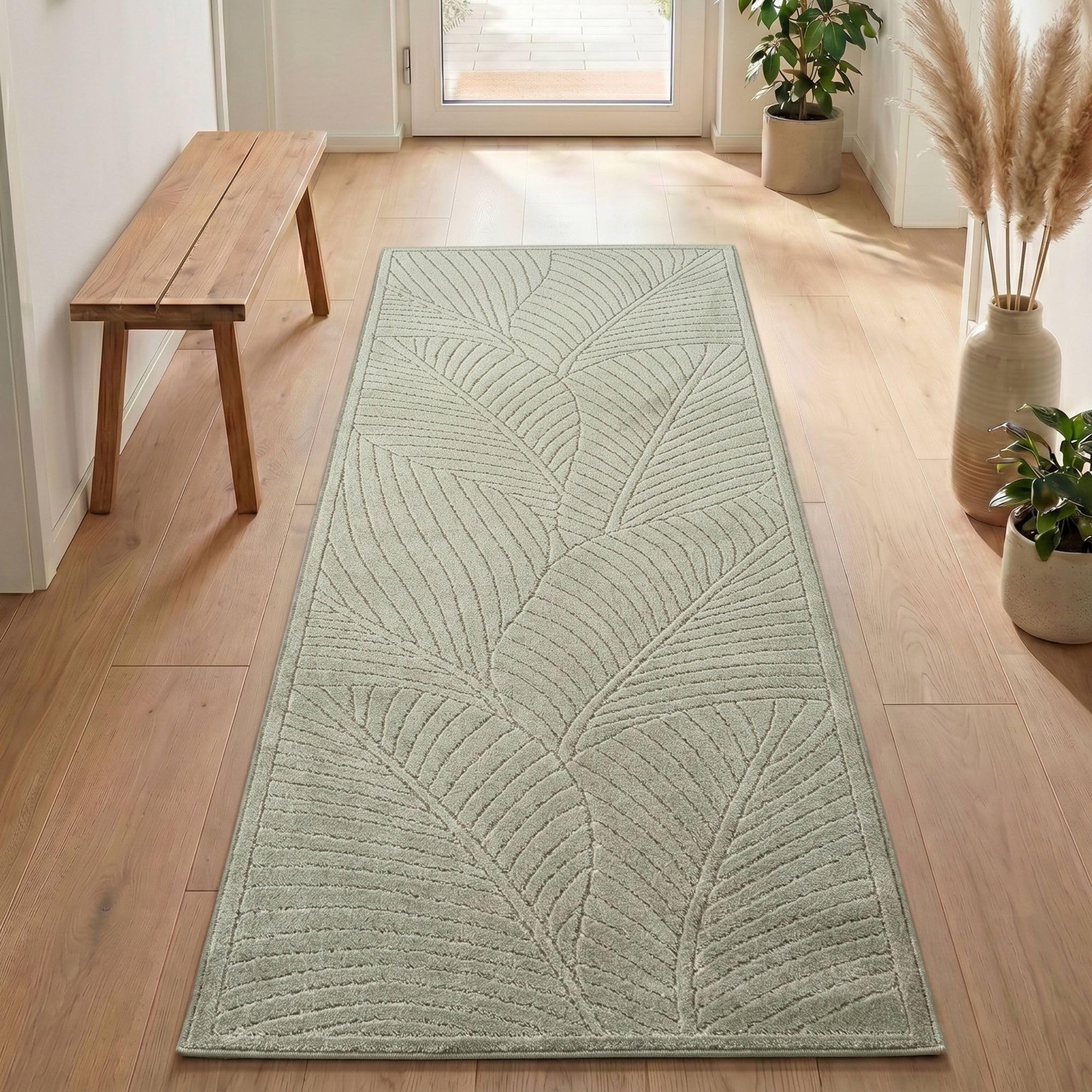 Carpetsale24 Kurzflor Teppich Beige Wohnzimmer Schlafzimmer 3D Hoch-Tief-Effekt, Skandinavisch Boho Motiv, für Outdoor Bereich geeignet Terrassen oder im Balkon