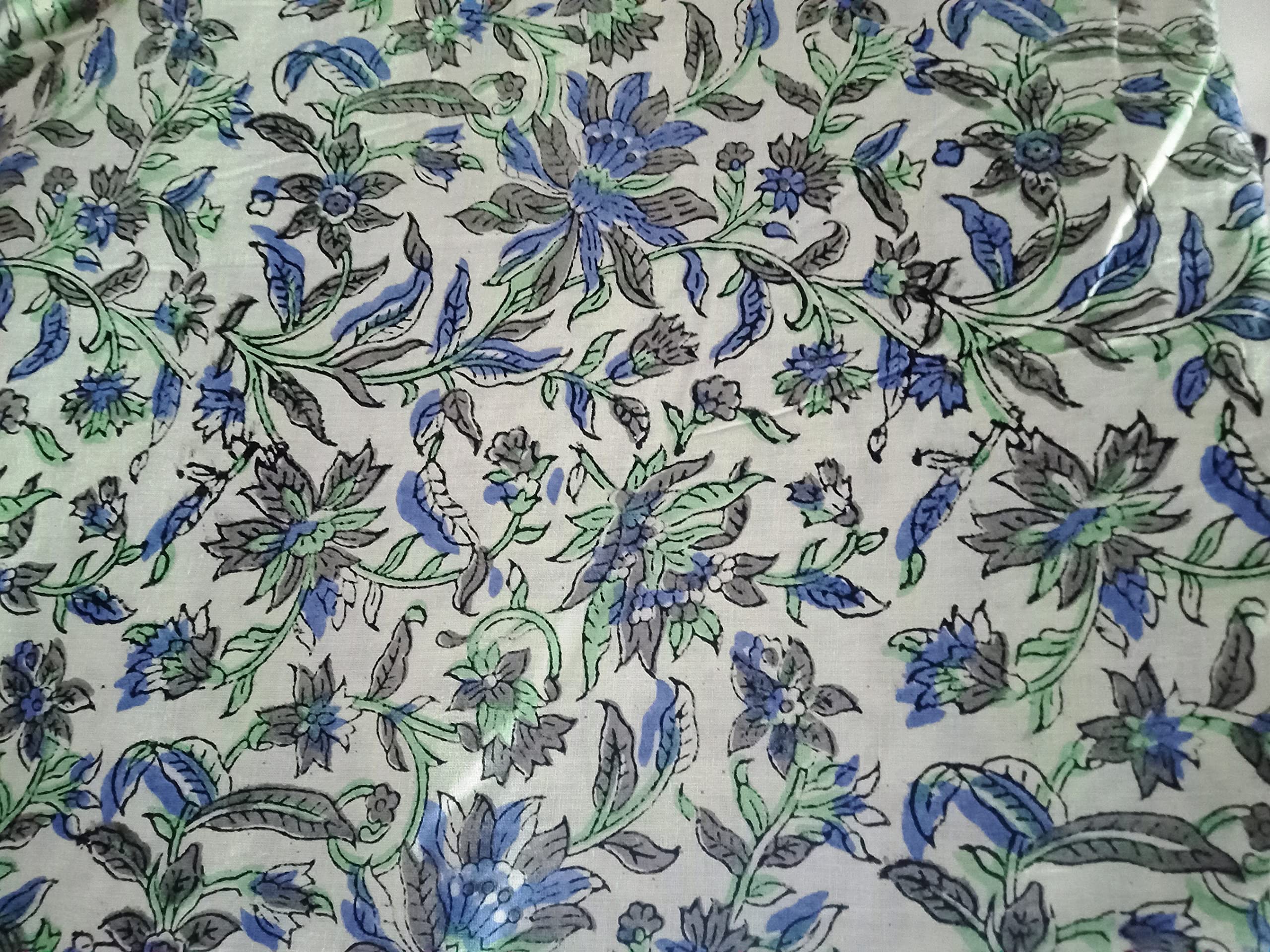 Tessuto di cotone morbido indiano stampato a mano a misura, tessuto stampato per Kurti, abito, fodera per cuscino (20 Yards)