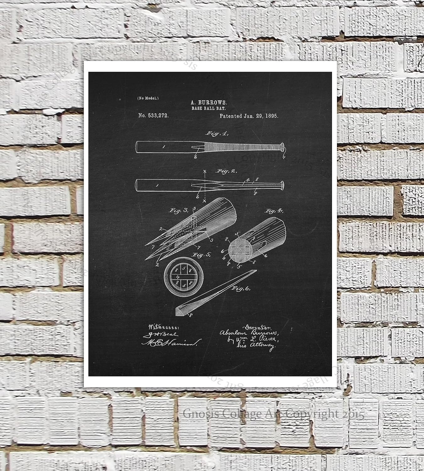 Baseball Art Wall Decor Set of 6 Unframed Patent Art Baseball Coach gift Baseball_Chk6A