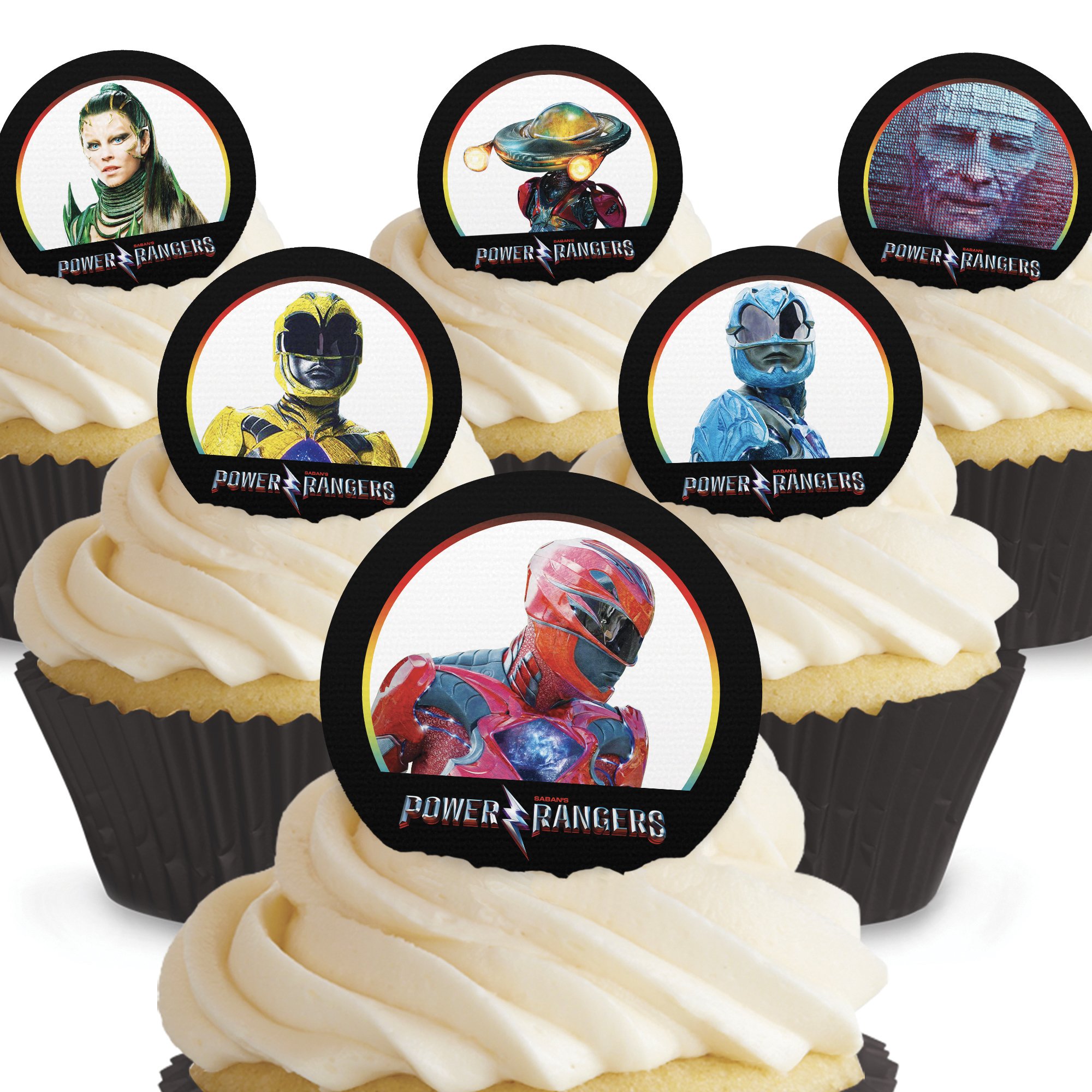 12 x PRE-CUT Power Rangers Edible Cake Toppers
