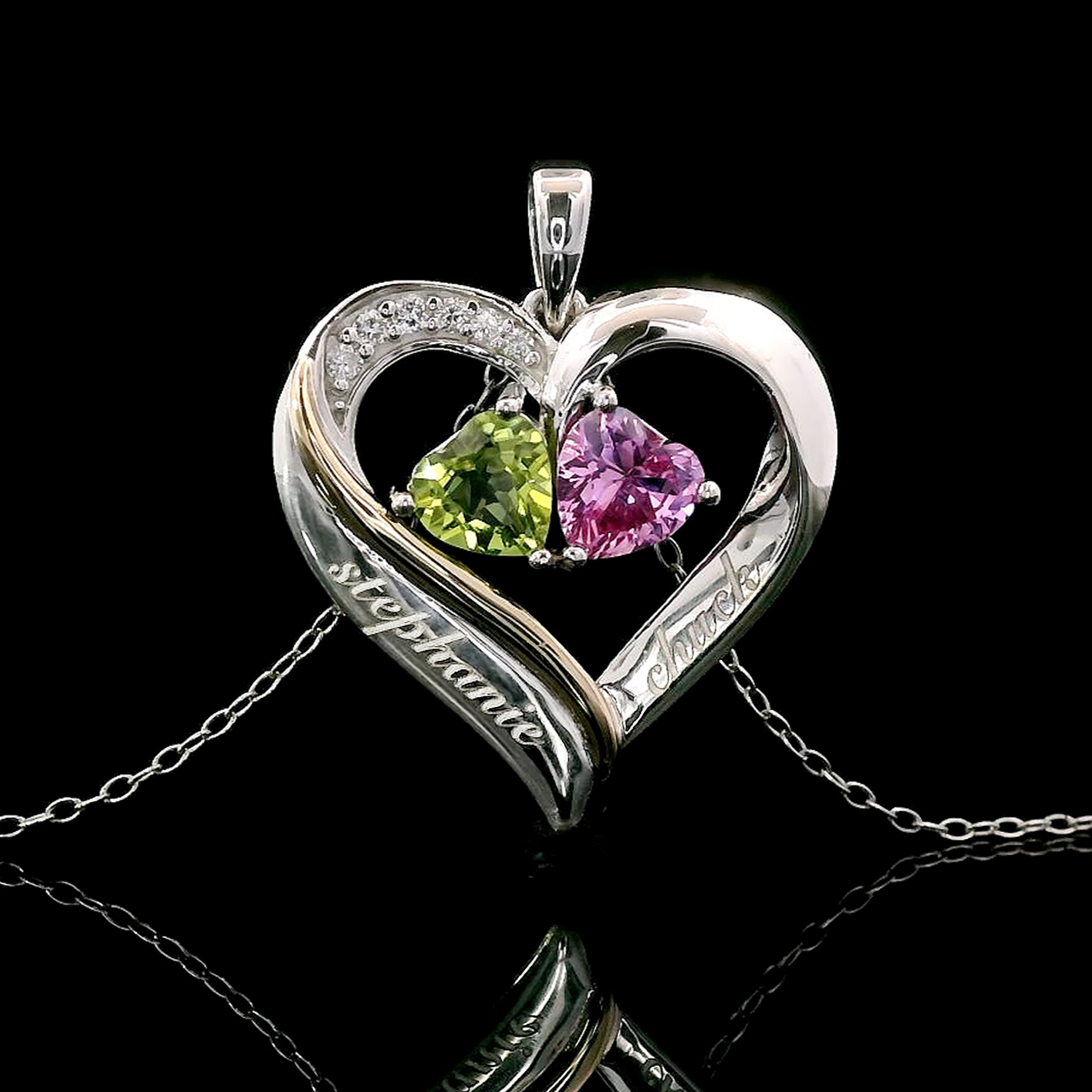 Amazon.com: Gem Stone King 2-Heart Couple Name Engraved Pendant