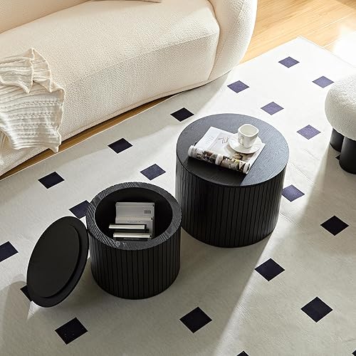 Miniatura 4 de Mesas de café, mesa de sala de estar, mesa auxiliar de cóctel de té para habitación, mesa de centro para sala, con almacenamiento, juego de 2