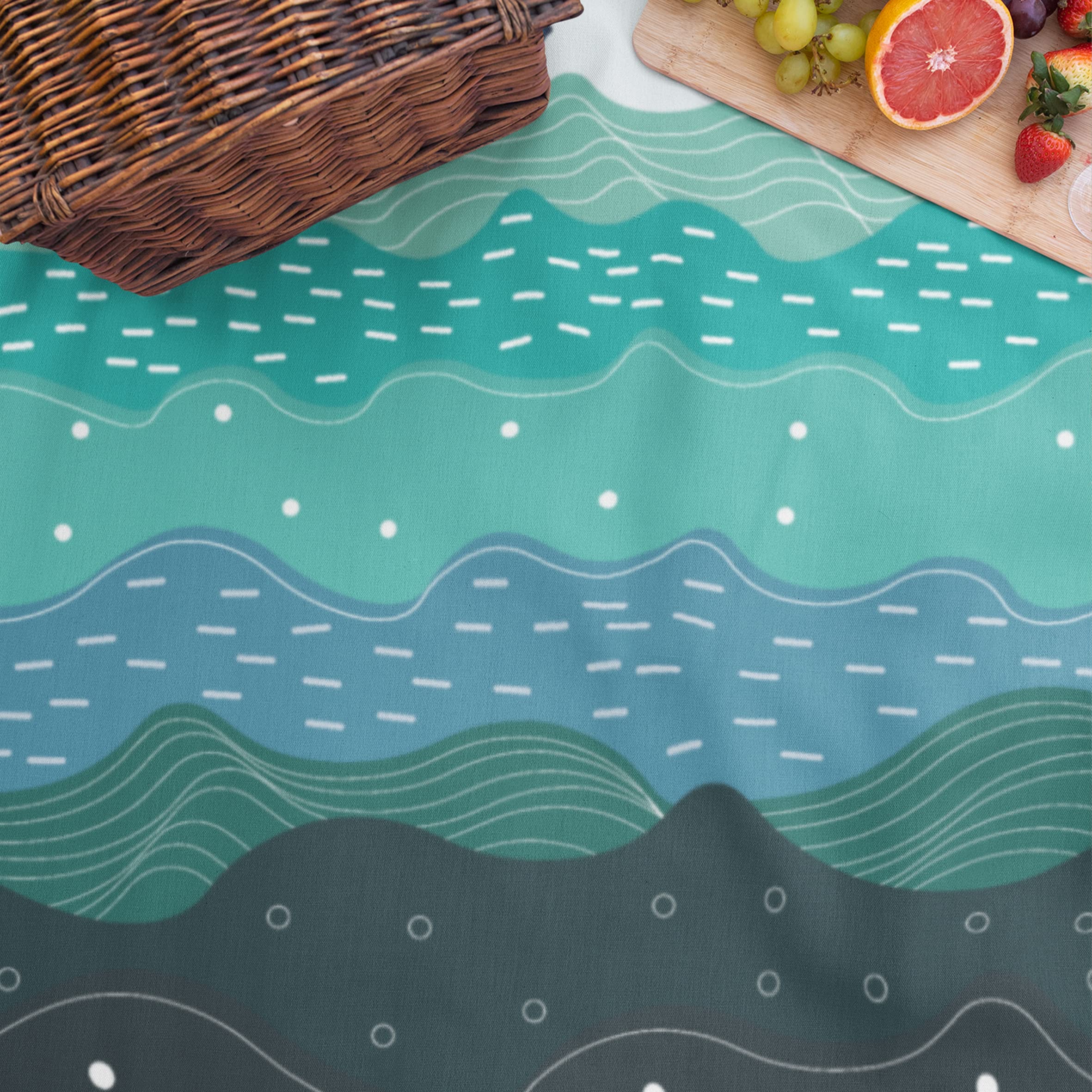 Northygge Picnic Blanket Extra Large Waterproof, Sandproof Beach Mat, Outdoor Picnic Blanket Large, Sandfree Beach Blanket, Outdoor, Picnic Mat for Camping on Grass (Waves, Large)