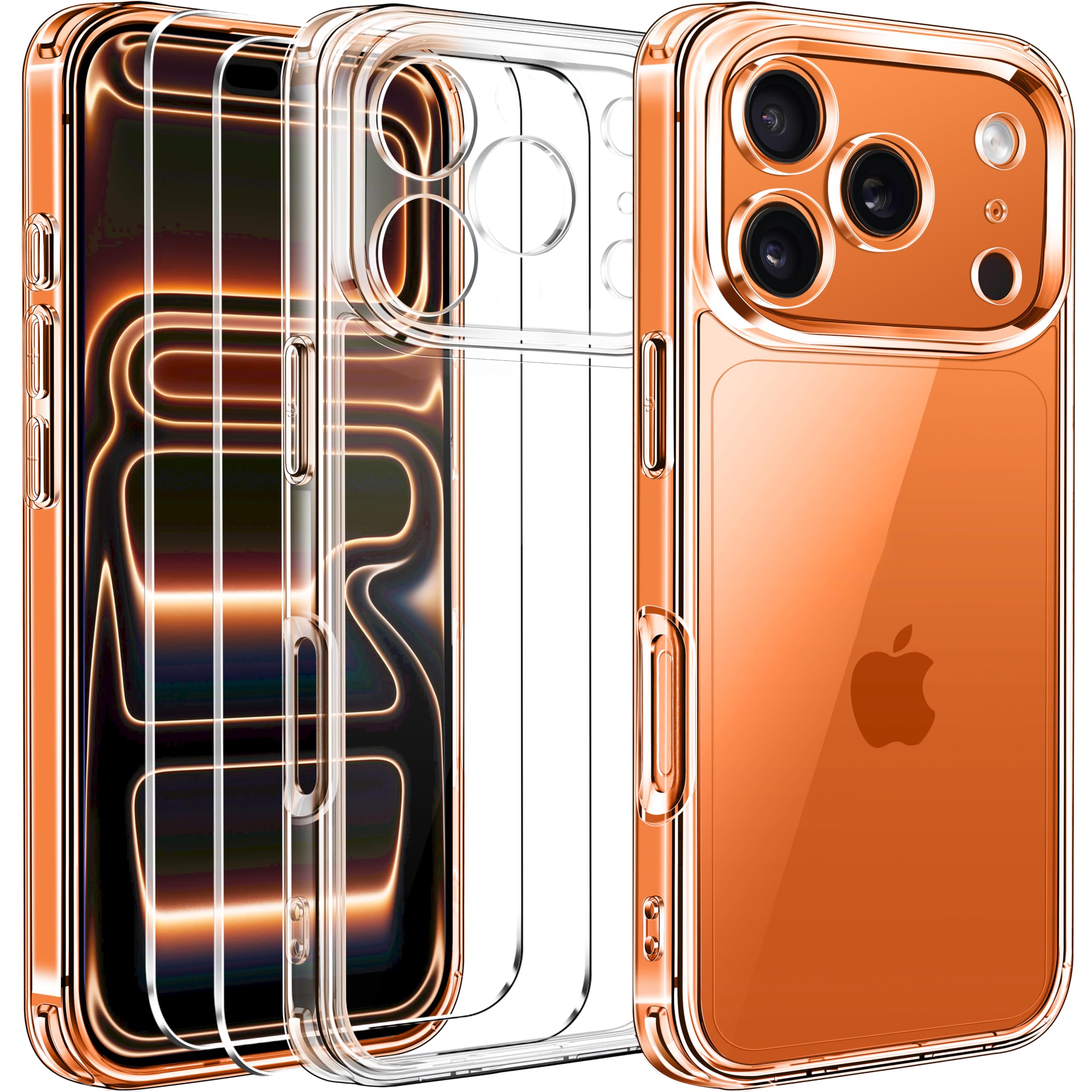 iVoler Cover Chiaro per iPhone 17 Pro con 2 Pezzi Pellicola Vetro Temperato, [Antiurto di Grado Militare][Protezione Fotocamera] Custodia Trasparente Sottile Anti-Ingiallimento Case - Trasparente