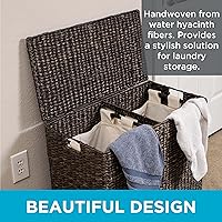 Vista 3 de Cesta para la ropa de BirdRock Home de jacinto de agua con interior dividido y forros de algodón extraíbles