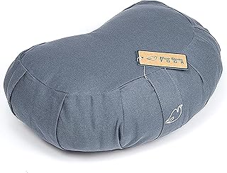 Blue Gołąb joga półksiężyc Zafu z możliwością prania poszewka z bawełny organicznej poduszka medytacyjna wypełniona kapok 40 cm x 25 cm x 14 cm