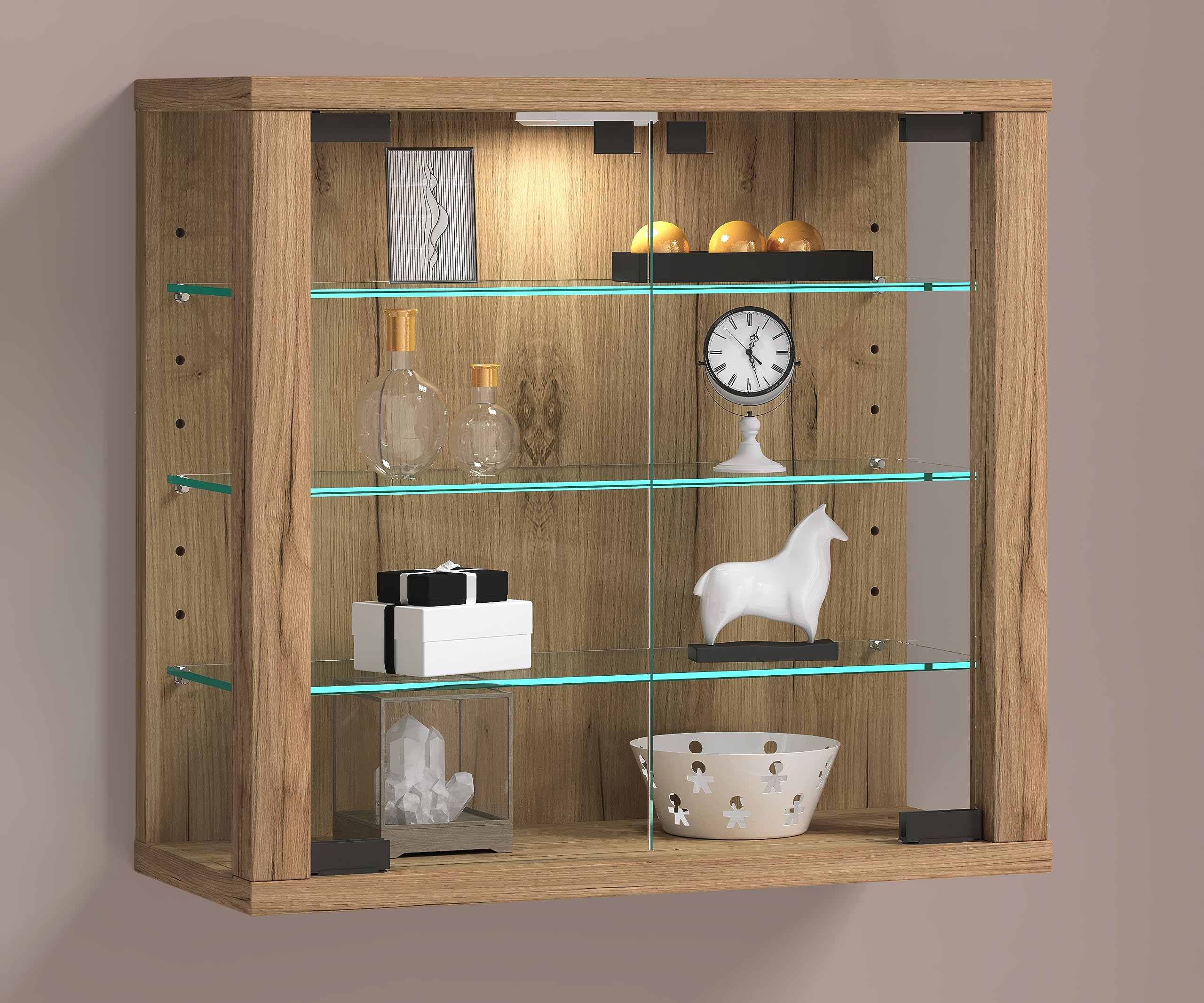 VCM Vitrine en verre suspendue - Vitrine en verre de sécurité ESG - Dimensions (H x l x P) : 40 x 43 x 18 cm - Vitrine suspendue en verre - Moderne et peu encombrante - Vitrosa S