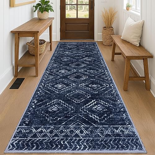 Miniatura 43 de KILOCOCO Tapete de entrada lavable a máquina, pequeño, para interior, súper suave, antideslizante, diseño geométrico, para cocina, dormitorio, Gris