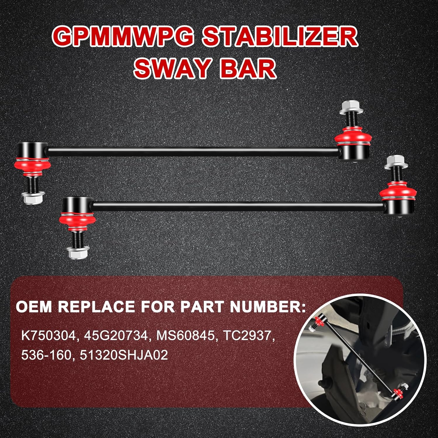 2Pcs K750304 Front Stabilizer Sway Bar Link Kit Suspension End Links Compatible with Honda for Odyssey 2005 2006 2007 2008 2009 2010 2011 2012 2013 2014 2015 2016 2017