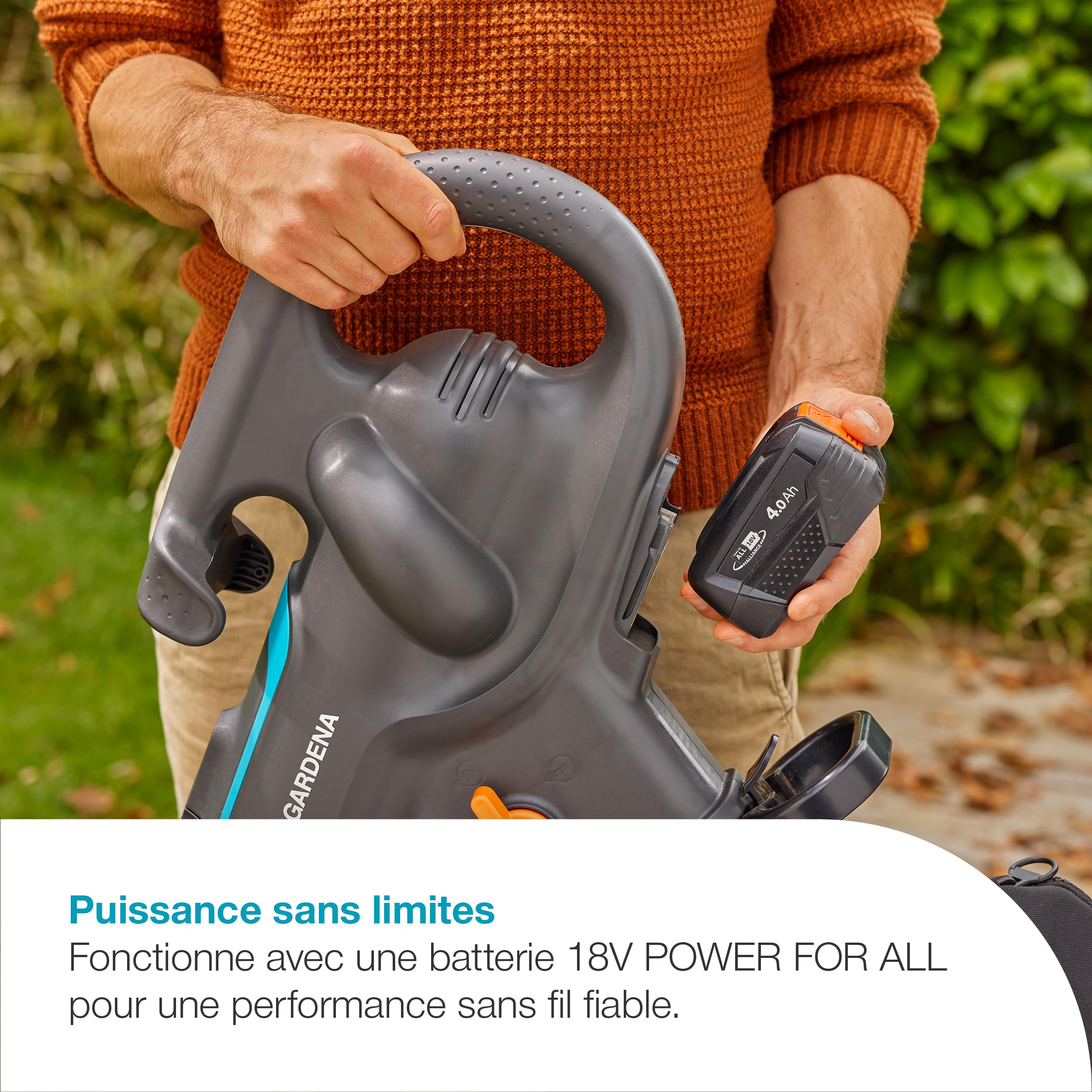 Gardena Aspirateur souffleur broyeur 3-en-1 sur batterie PowerJet Collect 18V P4A Kit prêt à l’emploi