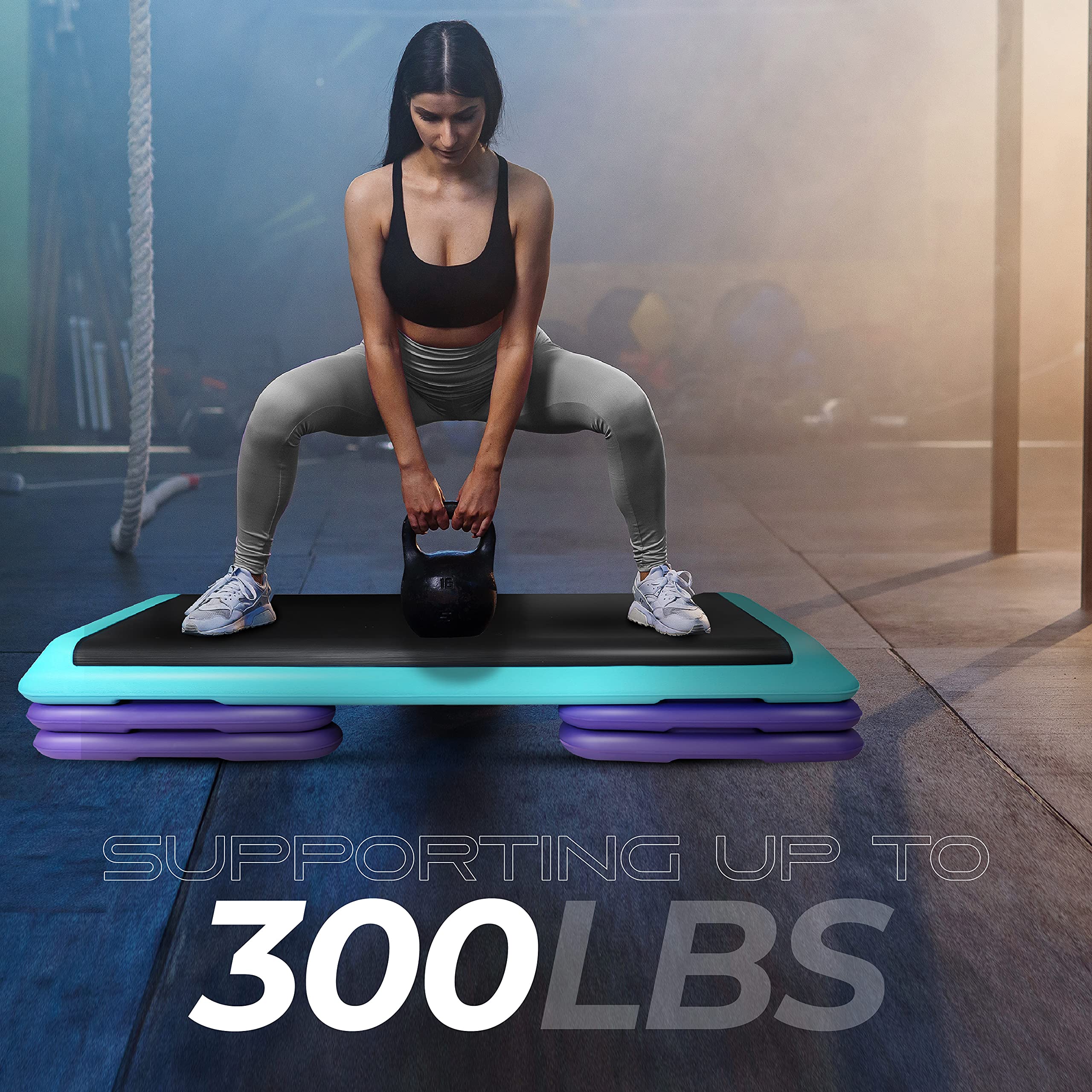 Yes4All Aerobic Stepper Marche d'exercice avec 3 Hauteur réglable 10cm 15cm 20cm Plateforme de marche - Stepper de fitness pour la maison et le gymnase, aérobic, cardio, poids et haltères, yoga