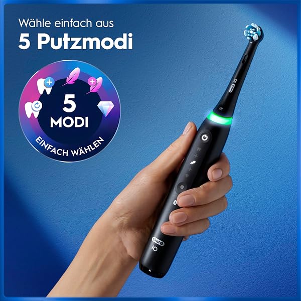Oral-B iO Series 5 Plus Edition Elektrische Zahnbürste — Electric Toothbrush, Inkl. 3 Aufsteckbürsten und Reise-Etui — 5 Putzmodi für Zahnpflege, Zahnbürste Elektrisch, Designed by Braun, Schwarz - 3
