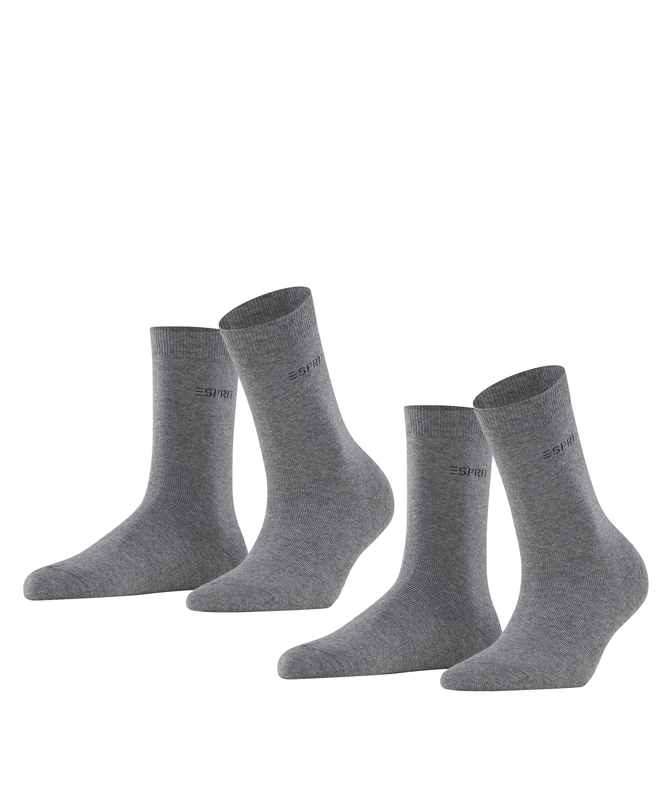ESPRIT Women's Uni Multipack W So Cotton Plain 2 Pairs Socks, Grey Light Melange 3390, 2.5-5