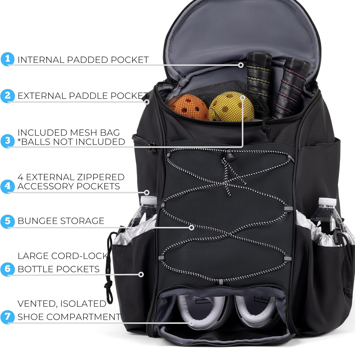 Athletico Pro 42L Pickler Pickleball Backpack (Black) - Image 4