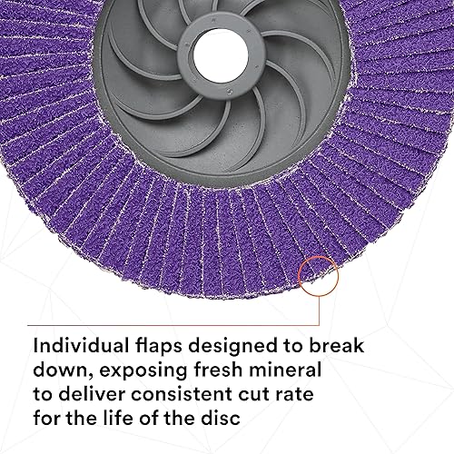 Miniatura 177 de 3M Disco de solapa 769F, tipo 27, 80+, 4-1/2 in x 7/8 in, abrasivo de alto rendimiento, disco de pulido y acabado de grano de precisión de cerámica