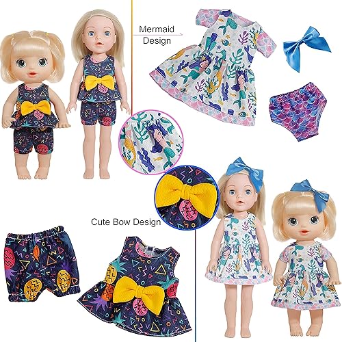 Miniatura 4 de HOAKWA 10 juegos de ropa y accesorios para muñecas de bebé de 10 a 11 a 12 pulgadas, muñecas americanas de 14 a 14.5 pulgadas, con ropa interior y