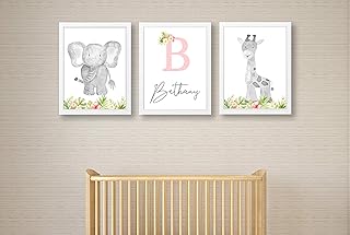 Personalised Jungle Animals Print - Set of Nursery Prints - Nursery Decor - Safari Animals - Nursery Wall Art - Girls Nursery - Nursery Decor