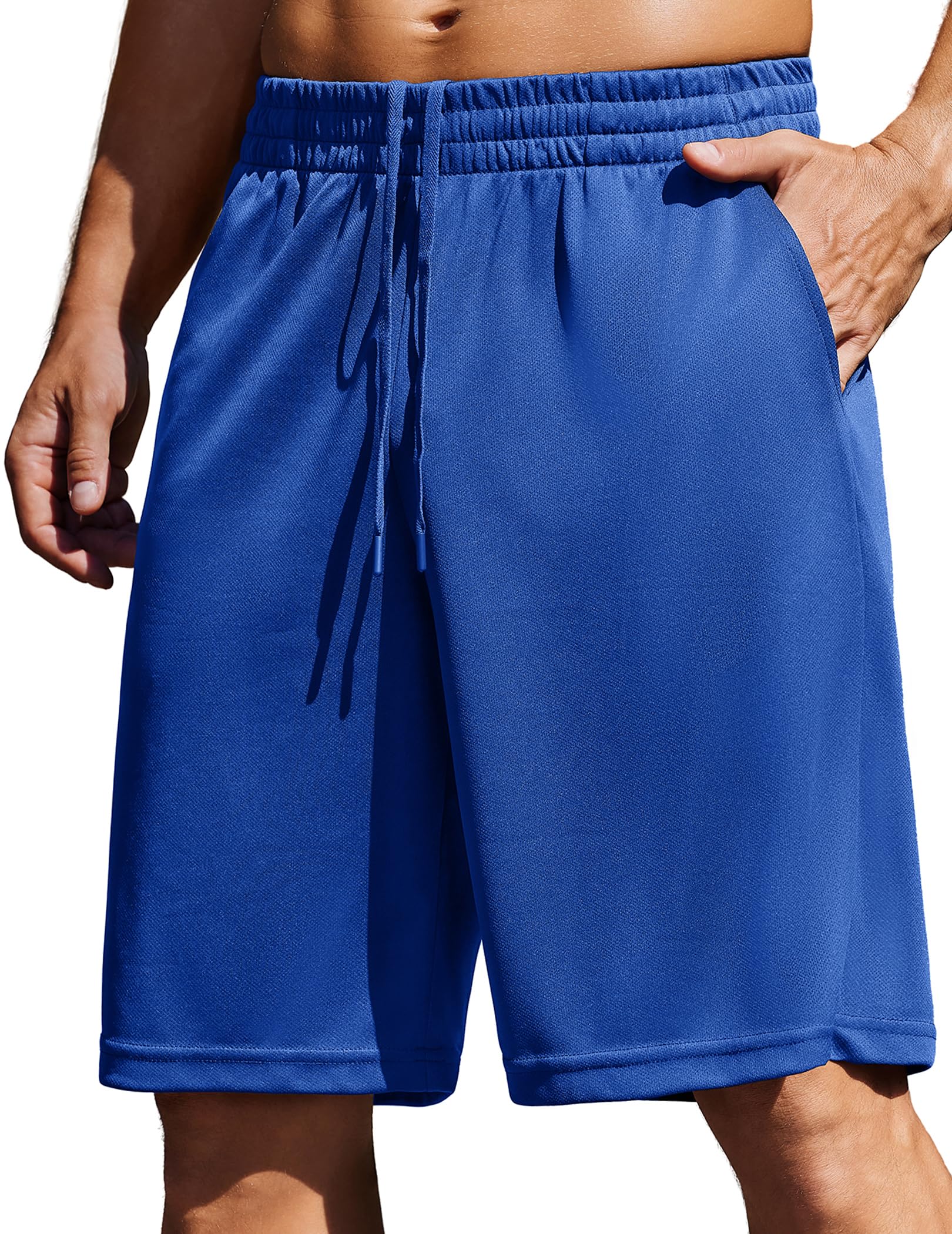 PINSPARK Mens Basketball Shorts with Pockets - 10" Quick Dry Lightweight Athletic Shorts Mesh Gym Shorts for Men
