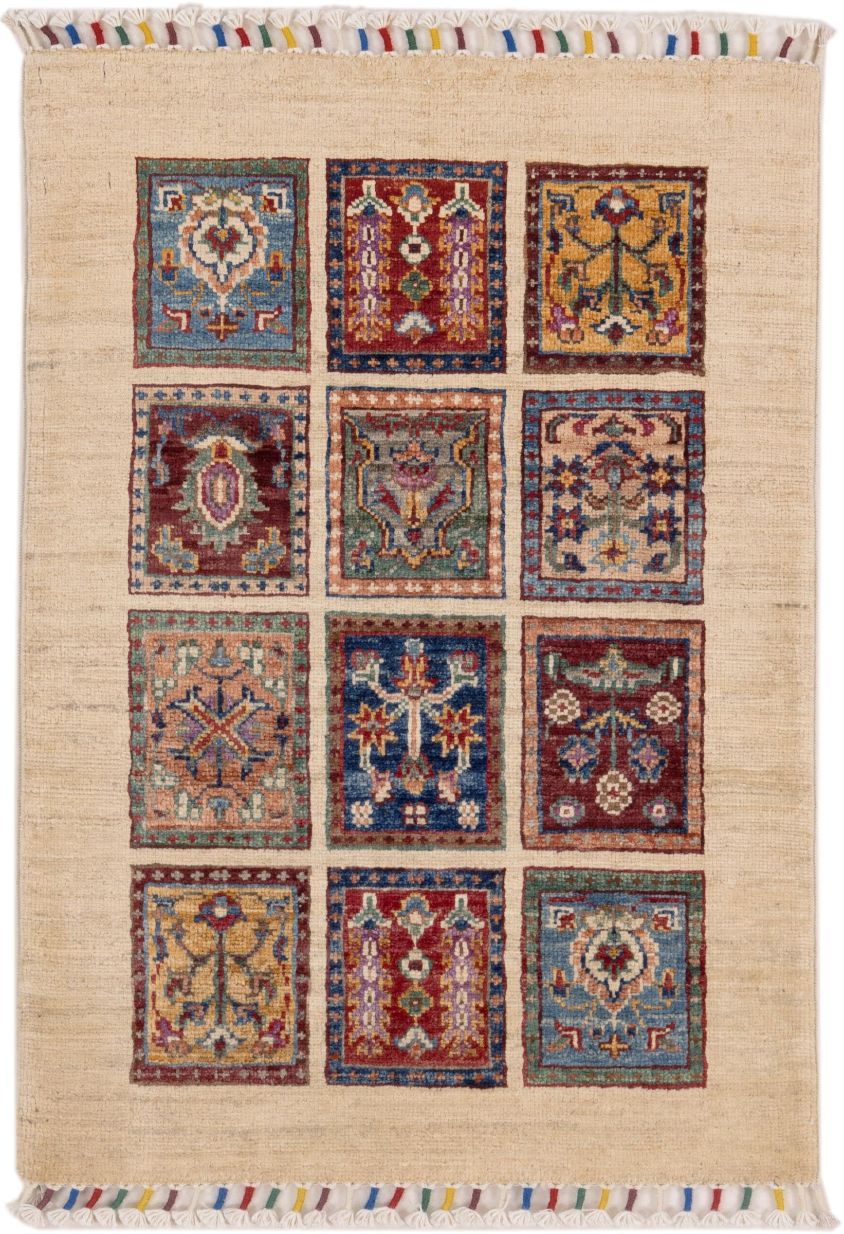 Tapis Arijana Bakhtiari noué main 57x83 en pure laine du Pakistan