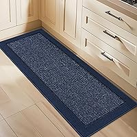 Vista 10 de BEQHAUSE Juego de 2 alfombras y tapetes de cocina antideslizantes para piso, absorbentes y resistentes a las manchas, alfombra de cocina lavable a
