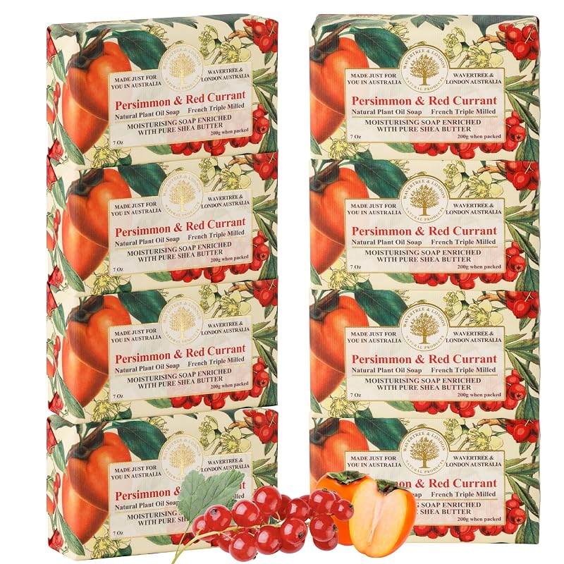Wavertree & London Sabonete Natural Perfumado de Caqui e Groselha Vermelha, 8 Barras de 198 g