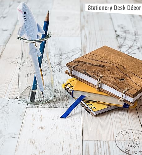 Miniatura 5 de DolliBu - Bolígrafo de peluche de tiburón gris, lindo y suave de la vida marina, juguete novedoso, bolígrafo de escritura único para escuela y