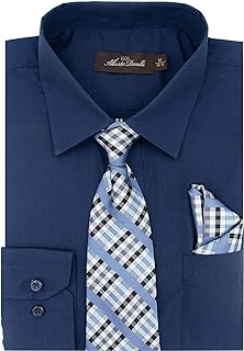 Boys Dress Shirt with Matching Tie and Handkerchief, Long Sleeve Button Down, Pocket - Buy now