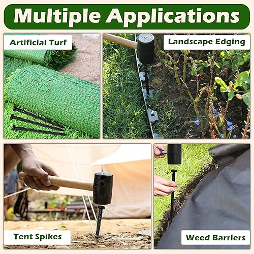 Miniatura 6 de Gardzen 30 estacas de anclaje para bordes de paisaje, estacas de 6 pulgadas para barreras de hierbas, valla de jardín, césped artificial