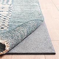 SAFAVIEH Dual Surface Non-Slip Rug Pad 9' x 12' - 1/8" Thick Felt & Rubber, Machine Washable Gripper for Hard Floors & Carpet, Grey