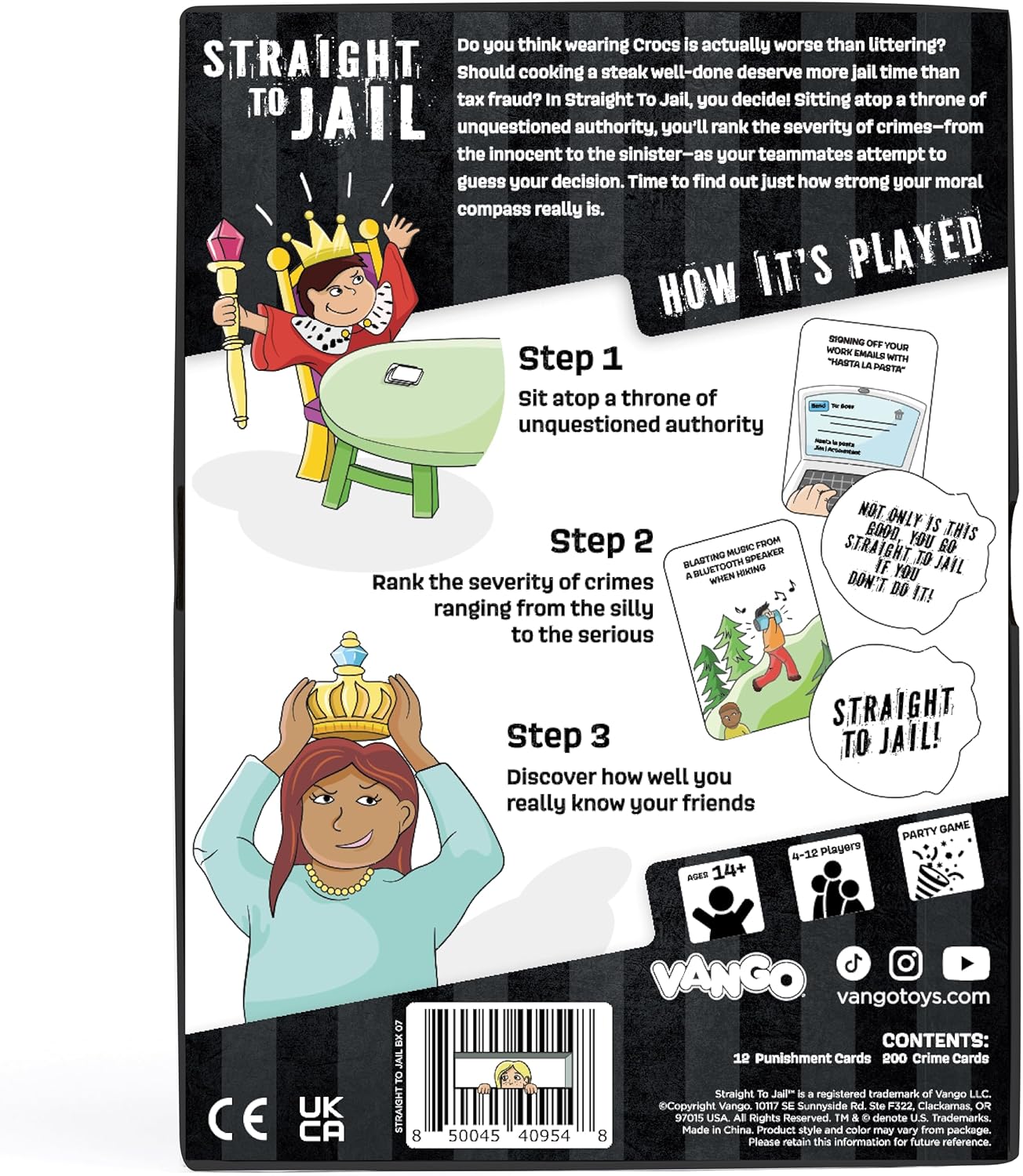 Vango Straight to Jail – A Game of Innocent Crimes and Questionable Morals - Ages 14 and Up - Card Game for 4 to 12 Players