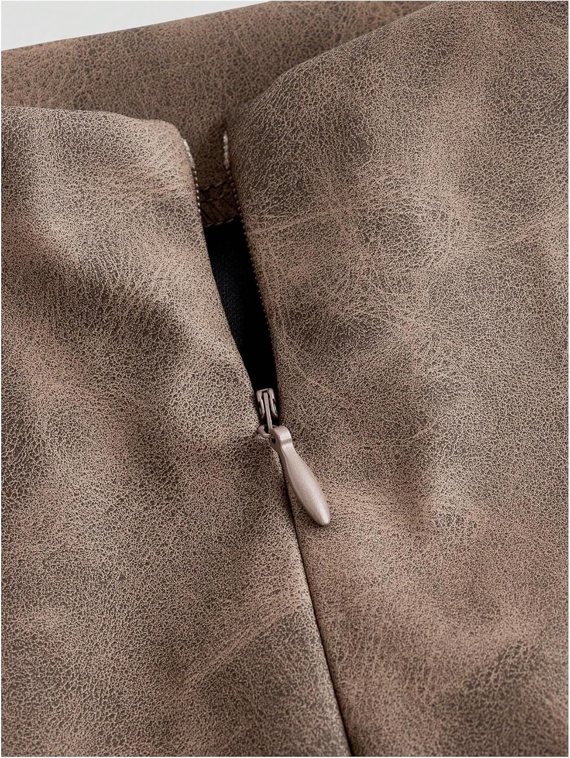 Women's PU Leather Ruched Bodycon Dresses Mock Neck Sleeveless Zipper Mini Tank Dress - Image 4