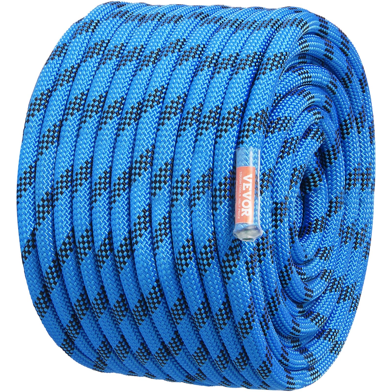 VEVOR Cuerda de Escalada Dinámica 12,7 mm Largo de 60,9 m, Cuerda de Seguridad Exterior Fuerza de Rotura de 30 kN Alta Resistencia a la Tracción para Escape, Rappel, Rescate contra Incendios, Azul