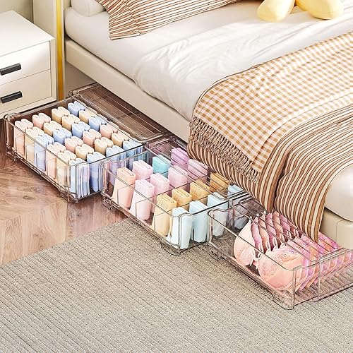 Miniatura 4 de Organizador de cajones de ropa interior con divisores, organizador de calcetines apilable de 24 celdas para armario, cajón de almacenamiento de ropa