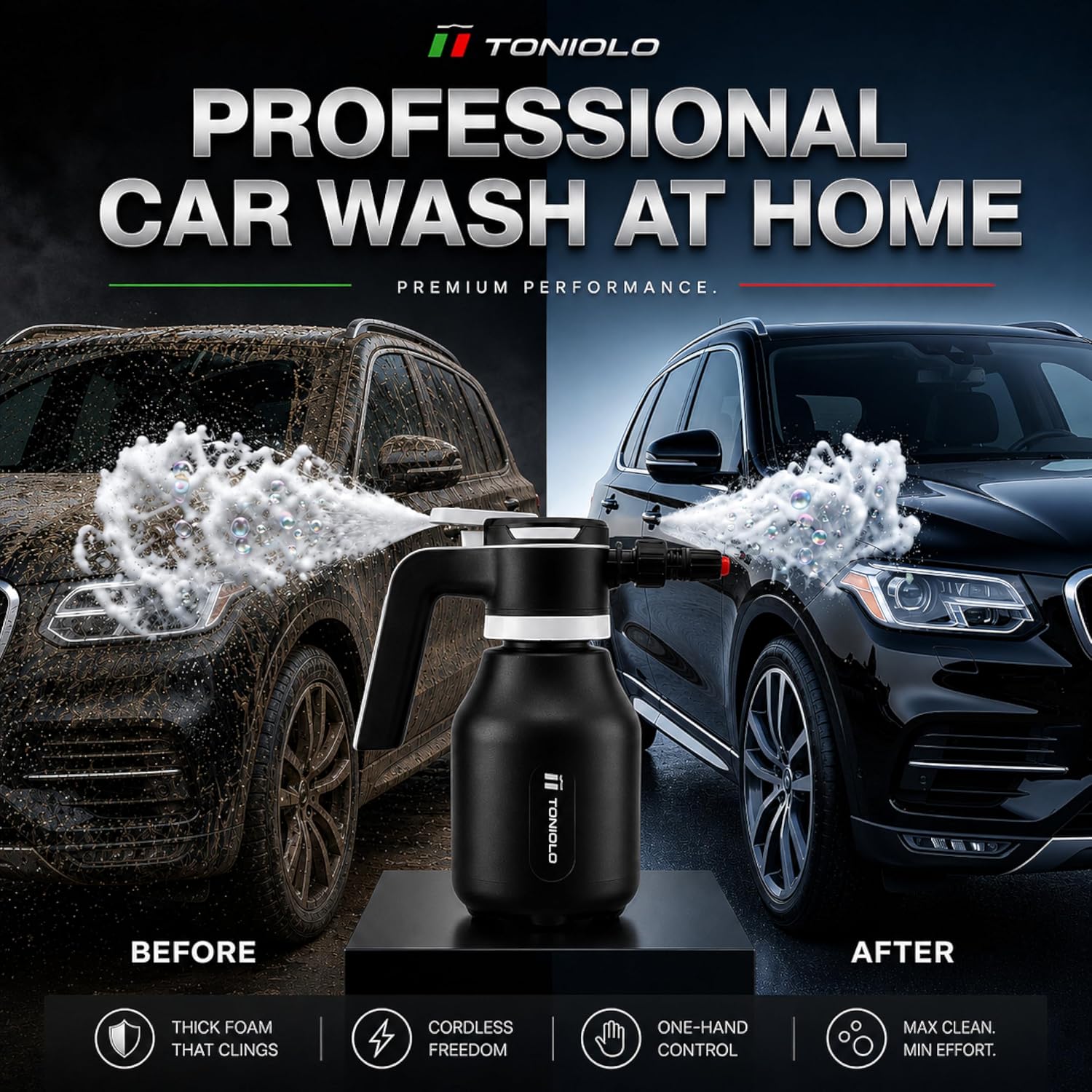 Electric Snow Foam Pump Sprayer 2L/67 oz USB-C Car Wash