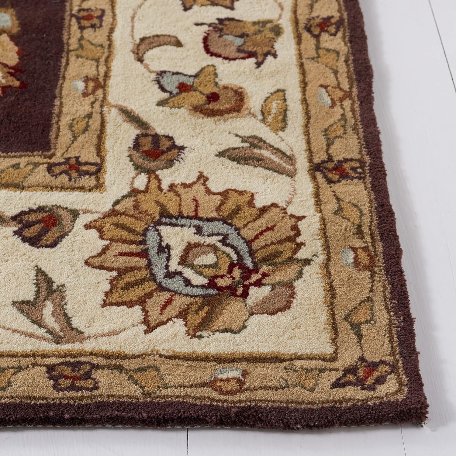 SAFAVIEH Total Performance Collection Accent Rug - 2' x 3', Brown & Ivory, Hand-Hooked Oriental, Non-Shedding & Easy Care, Ideal for High Traffic Areas in Entryway, Living Room, Bedroom (TLP416D)