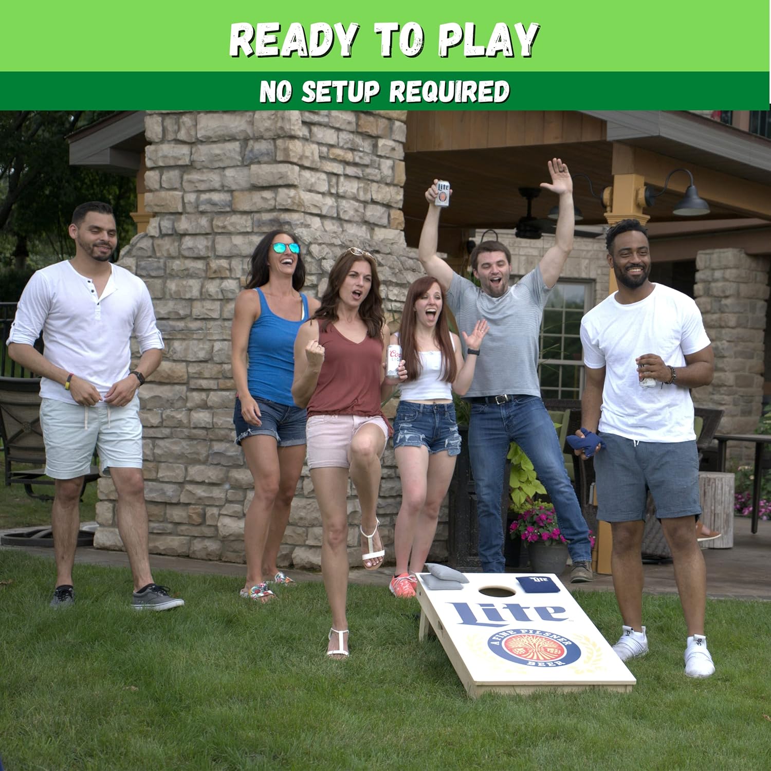 Slick Woody's Professional-Grade Cornhole Boards - 4'x2' Solid Wood Regulation Woodgrain Flag Bean Bag Toss Game with 8 Resin Filled Bags