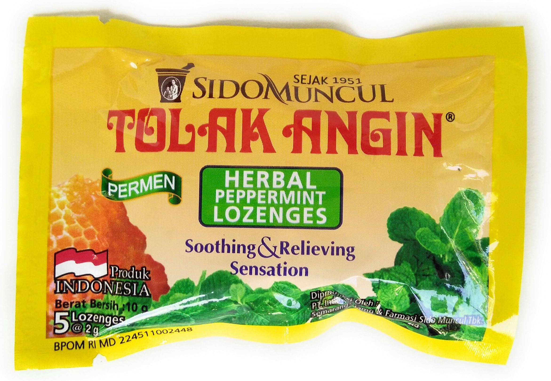 Permen Tolak Angin Herbal Peppermint Lozenges, 20 Sachets (@ 5 Lozenges)