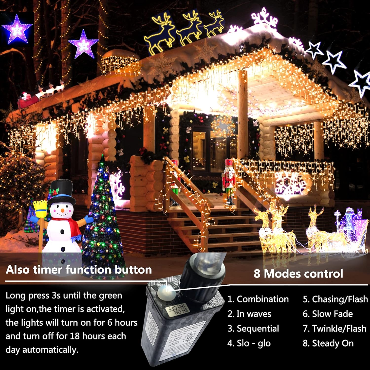 Bеѕt Dеаl Chеар 🛒 Icile String Lights Outdoor, Christmas Fairy Lights,Plug in Waterproof Timer Memory Function for Christmas Holiday Party Decorations (Warm Light, 640LEDs/66FT)