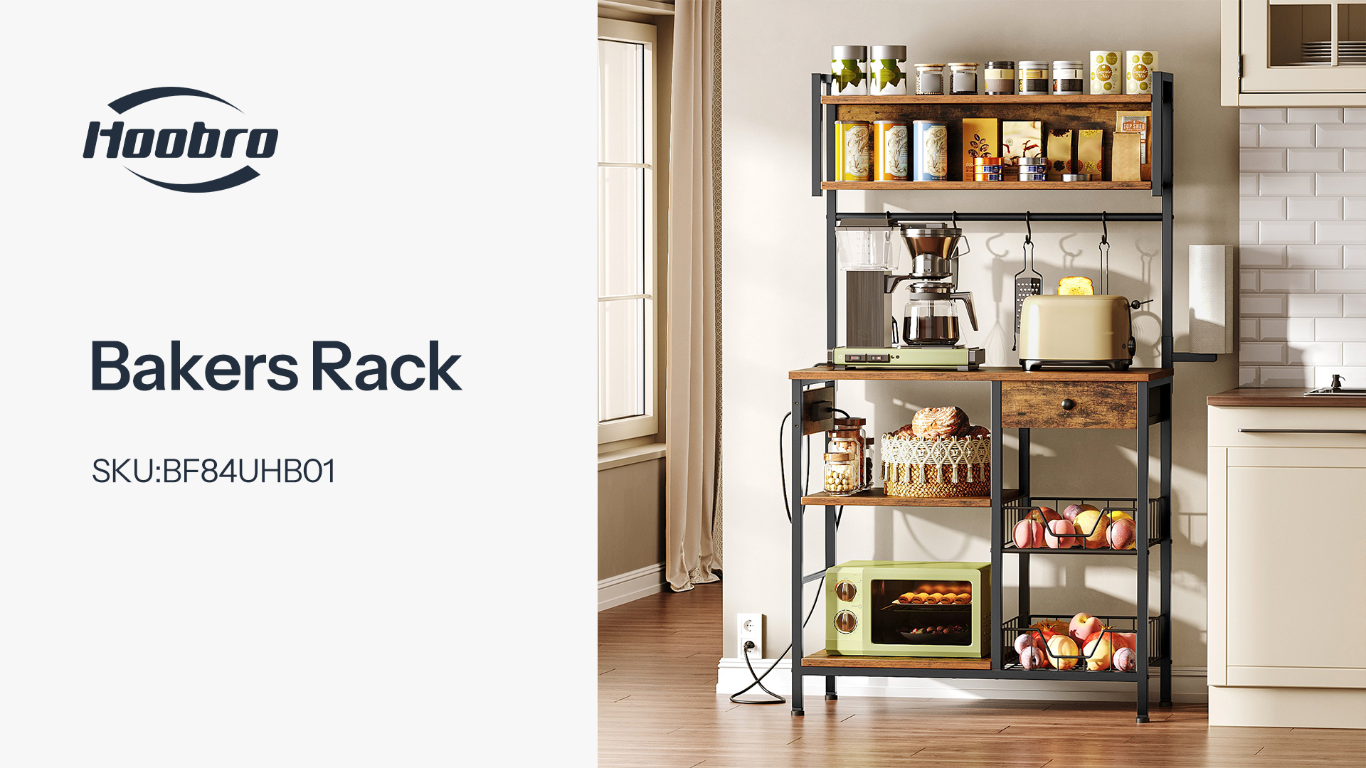 Amazon.com - HOOBRO Bakers Rack with 4 AC Power Outlets, 5-Tier