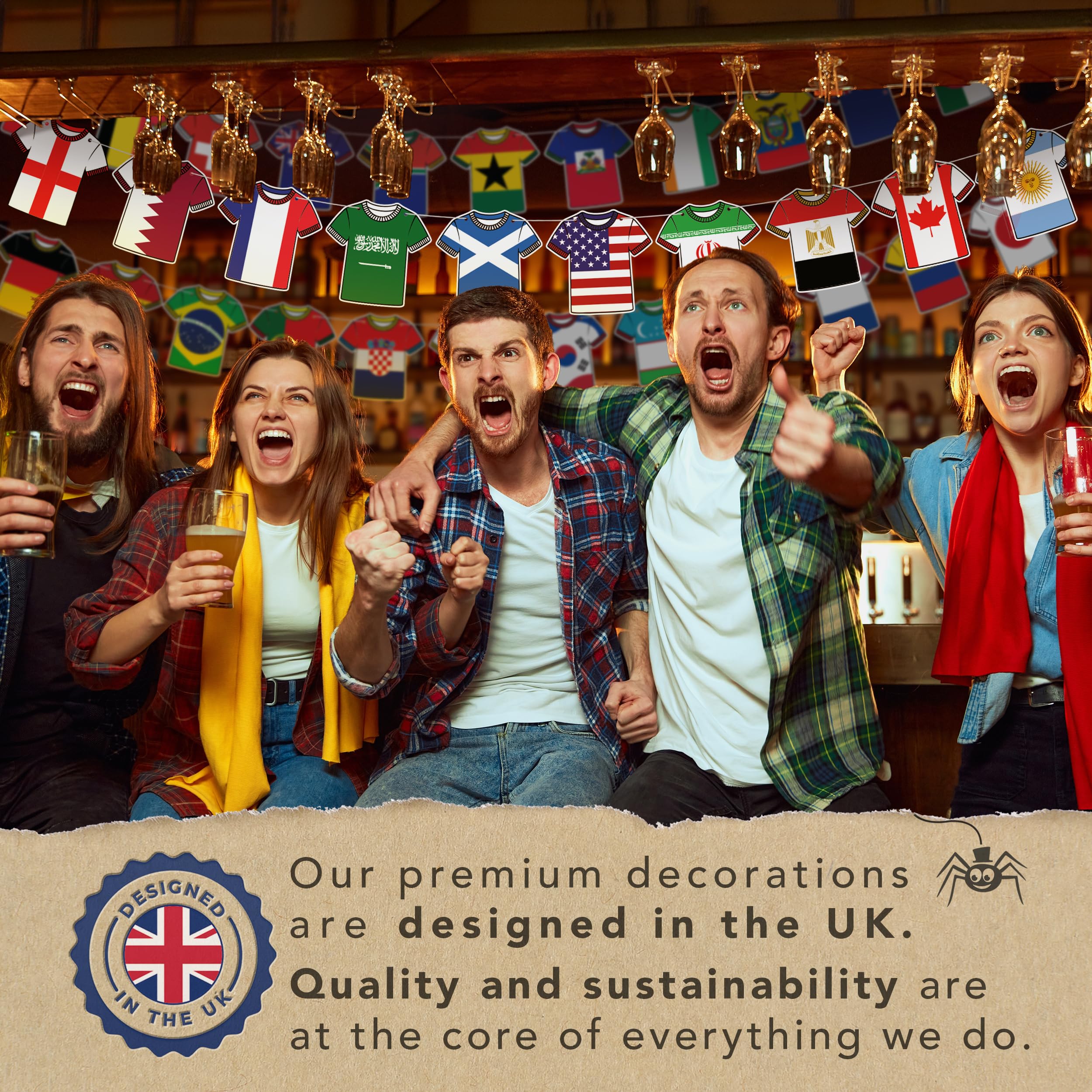 Banderines reutilizables Copa del Mundo 2026 2 unidades 48 equipos decoración fútbol pancarta de papel