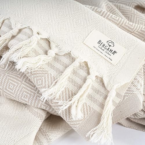 Miniatura 2 de Bergama - Toalla de playa turca  100% algodón, prelavada, 38 x 71 pulgadas  Secado rápido, libre de arena, ligero  Toalla de baño grande para playa,